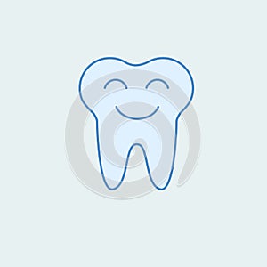 Smiling tooth 2 colored line icon. Simple colored element illustration. Outline symbol design from dental set