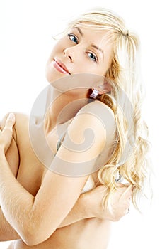 Smiling topless blond #2
