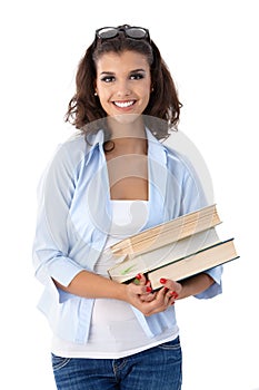 Smiling university student with books