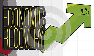 Smiling Upward Arrow Goes to Economic Recovery, Vector Illustration