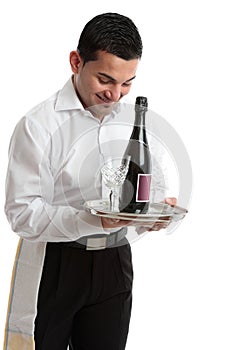 Smiling waiter, servant or bartender photo