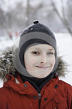 Smiling winter boy