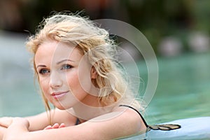 Smiling woman in bathsuit