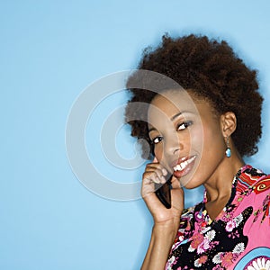 Smiling woman on cellphone