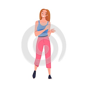 Smiling Woman Character Standing and Clapping His Hands as Applause and Ovation Gesture Vector Illustration