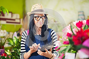 Smiling Woman Florist Small Business Flower Shop Owner.