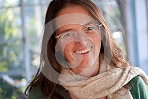 Smiling woman with glasses