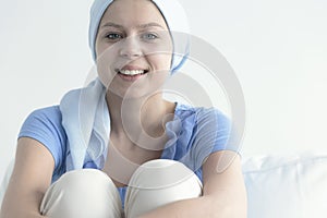 Smiling woman with headscarf photo