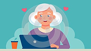 A smiling woman in her 60s scrolling through her feed pleasantly surprised by how easy it is to stay connected with photo