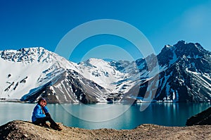 Smiling woman looking to the camera in Embalse El Yeso photo