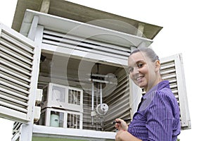 Smiling woman meteorologist