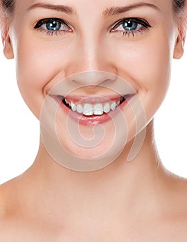 Smiling woman mouth with great teeth.
