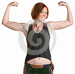 Smiling Woman with Muscles
