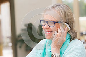 Smiling woman phone