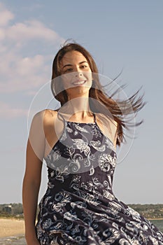 Smiling woman spins