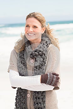 Smiling woman wearing winter clothing