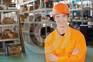 Smiling worker at a warehouse