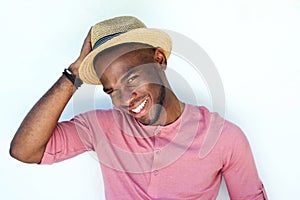 Smiling young african man with hat