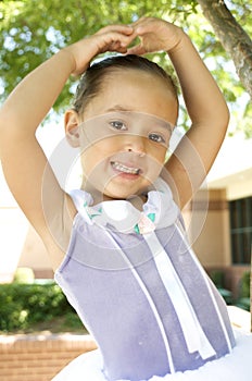 Smiling young ballet dancer