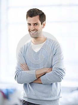 Smiling young businessman in casual