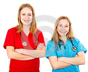 Smiling young female doctors
