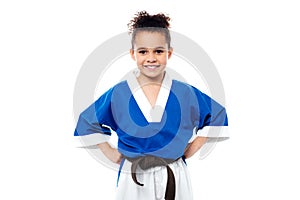 Smiling young karate kid