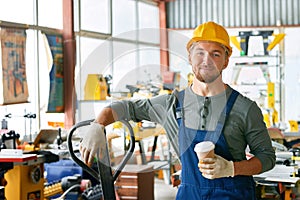 Smiling Young Workman on Break