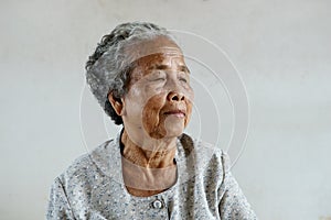 Smilling of happy Asian elderly senior on white background