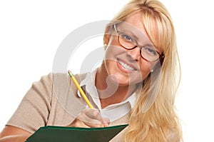 Smilng Woman with Pencil and Folder