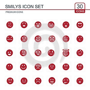 Smilys icons set vector