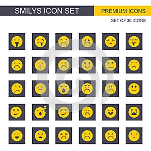 Smilys icons set vector