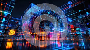 sminnovative high tech style flickering office building