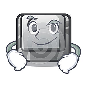 Smirking button C in the mascot shape