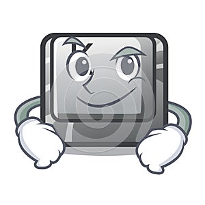 Smirking button K in the cartoon shape