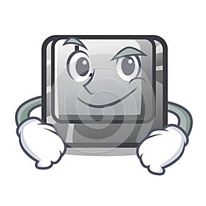 Smirking button L in the mascot shape