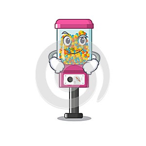 Smirking candy vending machine in a cartoon