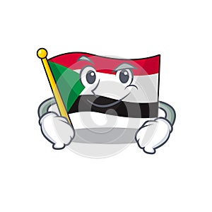 Smirking flag sudan with mascot funny cartoon