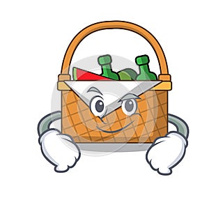 Smirking picnic basket character cartoon