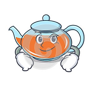 Smirking transparent teapot character cartoon