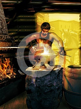 Smith forging a horseshoe