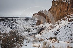 Smith Rock State park morning overview in winter