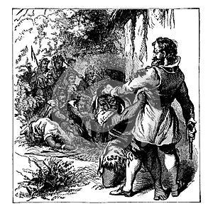 Smith Subduing Powhatan,vintage illustration