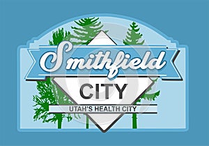 Smithfield on a blue background