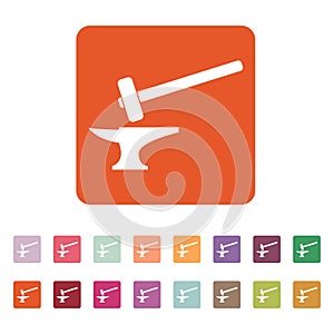 The smithy icon. Forge and stithy, blacksmith symbol. Flat