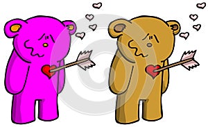 Smitten bear with arrow in heart