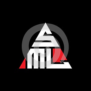 SML triangle letter logo design with triangle shape. SML triangle logo design monogram. SML triangle vector logo template with red