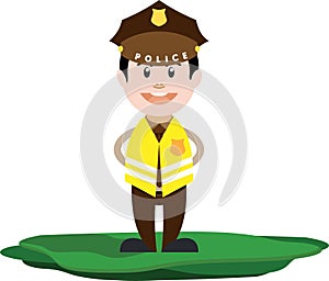 Smling Policeman Flat cartoon