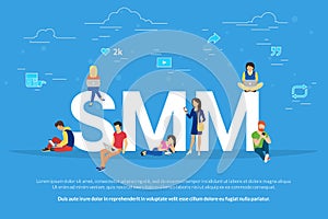 SMM concept vector illustration of people photo