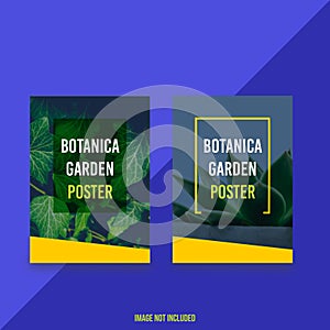 Botanica garden poster with jungle exotic leaves. photo