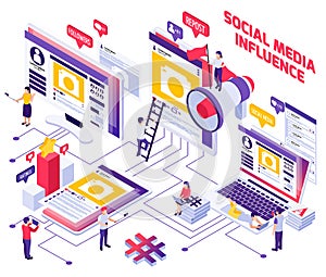SMM Promotion Isometric Concept